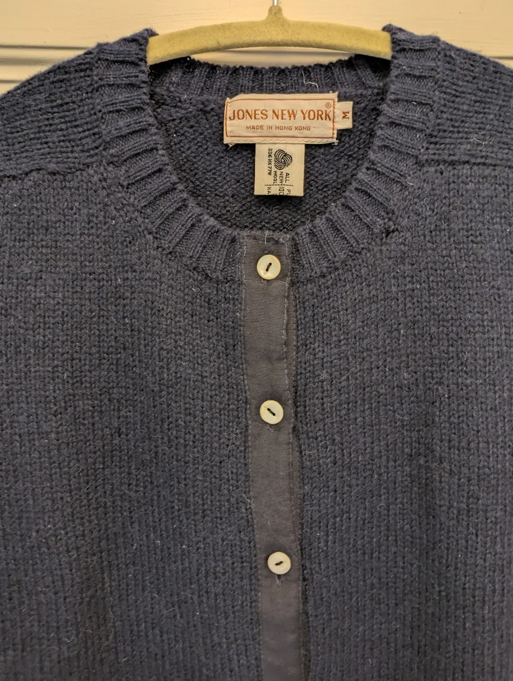 Vintage Jones New York Navy Wool Cardigan- M - Picture 2 of 2
